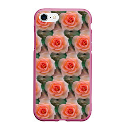 Чехол iPhone 7/8 матовый Нежные розы паттерн, цвет: 3D-малиновый