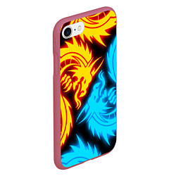 Чехол iPhone 7/8 матовый НЕОНОВЫЕ ДРАКОНЫ NEON DRAGONS, цвет: 3D-малиновый — фото 2