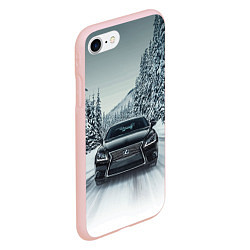 Чехол iPhone 7/8 матовый Лексус - зимняя дорога!, цвет: 3D-светло-розовый — фото 2