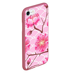 Чехол iPhone 7/8 матовый Большие цветы, цвет: 3D-малиновый — фото 2