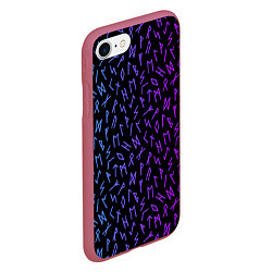 Чехол iPhone 7/8 матовый Рунический алфавит Neon pattern, цвет: 3D-малиновый — фото 2