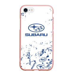 Чехол iPhone 7/8 матовый Subaru брызги, цвет: 3D-светло-розовый