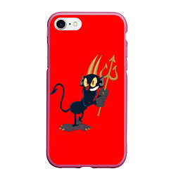 Чехол iPhone 7/8 матовый Дьявол персонаж Cuphead, цвет: 3D-малиновый