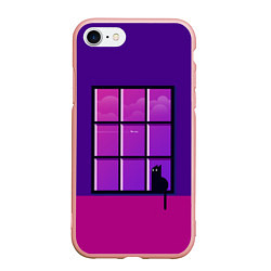 Чехол iPhone 7/8 матовый Кот сидит у окна, цвет: 3D-светло-розовый