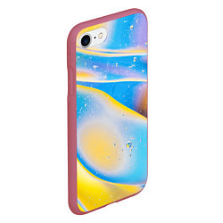 Чехол iPhone 7/8 матовый Градиент Жёлто-Голубая Абстракция, цвет: 3D-малиновый — фото 2