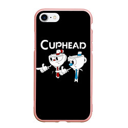 Чехол iPhone 7/8 матовый Cuphead грозные ребята из Криминального чтива, цвет: 3D-светло-розовый