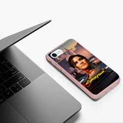 Чехол iPhone 7/8 матовый Panam Панам Cyberpunk 2077 портрет, цвет: 3D-светло-розовый — фото 2