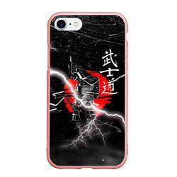 Чехол iPhone 7/8 матовый Самурай Бусидо Иероглифы Samurai Lightning, цвет: 3D-светло-розовый