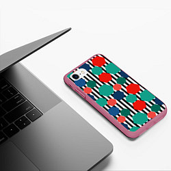 Чехол iPhone 7/8 матовый Геометрический разноцветный узор, цвет: 3D-малиновый — фото 2