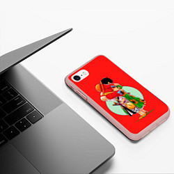 Чехол iPhone 7/8 матовый Объятия Луффи чиби Ван Пис, цвет: 3D-светло-розовый — фото 2