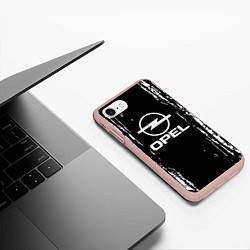Чехол iPhone 7/8 матовый Opel соты, цвет: 3D-светло-розовый — фото 2