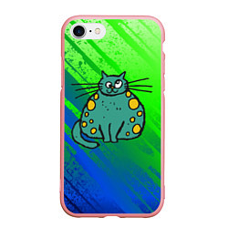Чехол iPhone 7/8 матовый Прикольный зеленый кот, цвет: 3D-баблгам