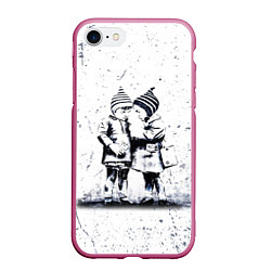 Чехол iPhone 7/8 матовый BANKSY БЭНКСИ дети, цвет: 3D-малиновый