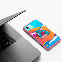 Чехол iPhone 7/8 матовый Слон ест арбуз, цвет: 3D-малиновый — фото 2