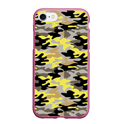 Чехол iPhone 7/8 матовый Желтый, Черный, Серый, Модный камуфляж, цвет: 3D-малиновый
