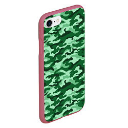 Чехол iPhone 7/8 матовый Зеленый монохромный камуфляж, цвет: 3D-малиновый — фото 2