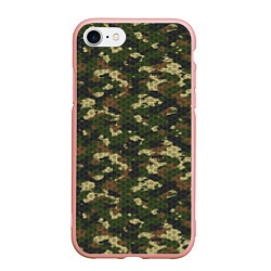 Чехол iPhone 7/8 матовый Камуфляж лесной с высокотехнологичной гексагональн, цвет: 3D-светло-розовый
