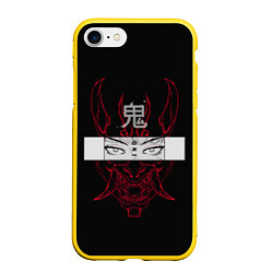 Чехол iPhone 7/8 матовый Японский демон Oni, цвет: 3D-желтый