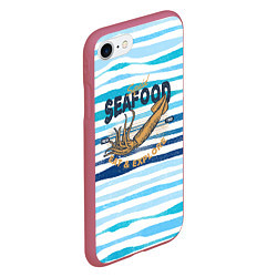 Чехол iPhone 7/8 матовый Морская еда Кальмар, цвет: 3D-малиновый — фото 2