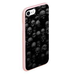 Чехол iPhone 7/8 матовый Черепа на черном фоне паттерн, цвет: 3D-светло-розовый — фото 2