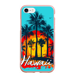 Чехол iPhone 7/8 матовый Hawaii Солнце, Пальмы, цвет: 3D-светло-розовый