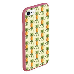 Чехол iPhone 7/8 матовый Побеги ананасов, цвет: 3D-малиновый — фото 2