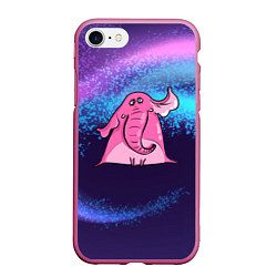 Чехол iPhone 7/8 матовый Розовый слоник, цвет: 3D-малиновый