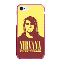 Чехол iPhone 7/8 матовый Nirvana - Kurt Cobain, цвет: 3D-малиновый