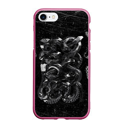 Чехол iPhone 7/8 матовый Чб Блестящая Змея Snake Shine, цвет: 3D-малиновый
