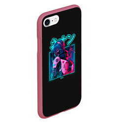 Чехол iPhone 7/8 матовый Евангелион Неоновый Токио, цвет: 3D-малиновый — фото 2