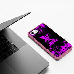 Чехол iPhone 7/8 матовый Black Sabbath metal, цвет: 3D-малиновый — фото 2