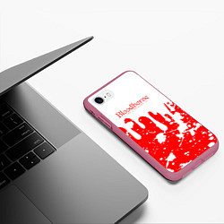 Чехол iPhone 7/8 матовый BLOODBORNE брызги, цвет: 3D-малиновый — фото 2