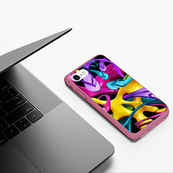 Чехол iPhone 7/8 матовый Пляжный паттерн Summer, цвет: 3D-малиновый — фото 2