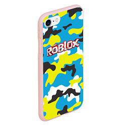 Чехол iPhone 7/8 матовый Roblox Камуфляж Небесно-Синий, цвет: 3D-светло-розовый — фото 2