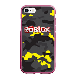 Чехол iPhone 7/8 матовый Roblox Камуфляж Жёлто-Серый, цвет: 3D-малиновый