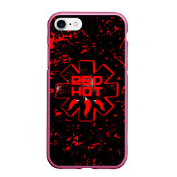 Чехол iPhone 7/8 матовый Red Hot Chili Peppers, лого, цвет: 3D-малиновый