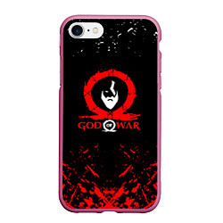 Чехол iPhone 7/8 матовый God of War Ragnarok герой лого, цвет: 3D-малиновый