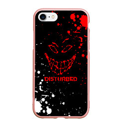 Чехол iPhone 7/8 матовый Disturbed брызги красок, цвет: 3D-светло-розовый