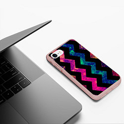 Чехол iPhone 7/8 матовый Геометрический паттерн Neon, цвет: 3D-светло-розовый — фото 2