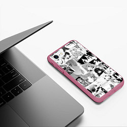 Чехол iPhone 7/8 матовый Восхождение героя щита паттерн, цвет: 3D-малиновый — фото 2