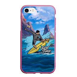 Чехол iPhone 7/8 матовый Серфинг Surf, цвет: 3D-малиновый