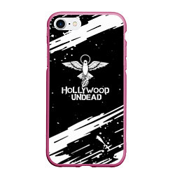 Чехол iPhone 7/8 матовый Hollywood undead logo, цвет: 3D-малиновый