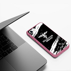 Чехол iPhone 7/8 матовый Hollywood undead logo, цвет: 3D-малиновый — фото 2