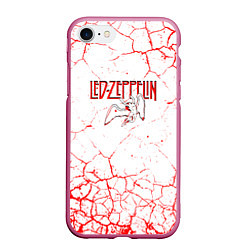 Чехол iPhone 7/8 матовый Led zeppelin Трещины, цвет: 3D-малиновый