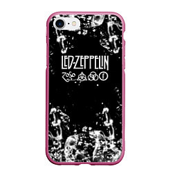 Чехол iPhone 7/8 матовый LED ZEPPELIN texture вода, цвет: 3D-малиновый