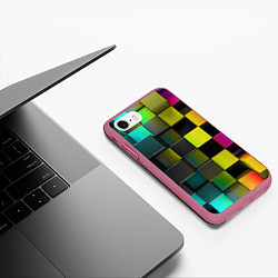 Чехол iPhone 7/8 матовый Colored Geometric 3D pattern, цвет: 3D-малиновый — фото 2