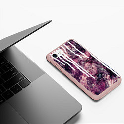Чехол iPhone 7/8 матовый Абстракция Гранж Потеки краски Бордовый и белый, цвет: 3D-светло-розовый — фото 2