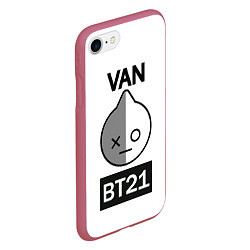 Чехол iPhone 7/8 матовый BTS VAN BT21, цвет: 3D-малиновый — фото 2