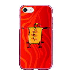 Чехол iPhone 7/8 матовый Рыжий кот на передних лапках, цвет: 3D-малиновый