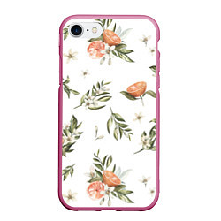 Чехол iPhone 7/8 матовый Цветы Цитрусовых Мандарин, цвет: 3D-малиновый